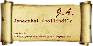 Janecskai Apollinár névjegykártya